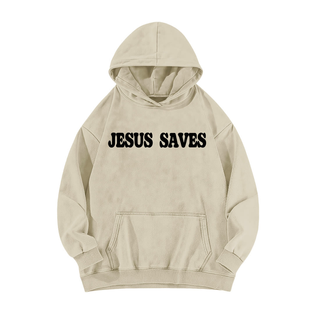 Christianartworkshop Jesus Saves Good News Front And Back Washed Hoodie - image 14