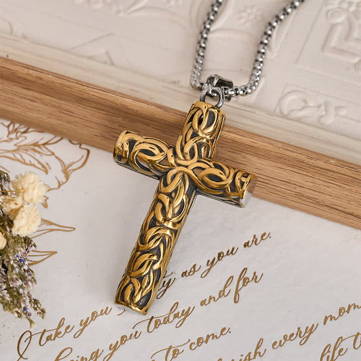 Christianartworkshop Hollow Twisted Knot Relief Cross Pendant Necklace: Timeless Emblem of Gentle Heavenly Guardianship - image 16