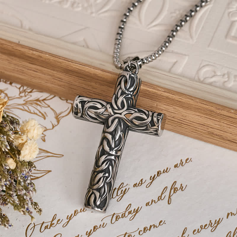Christianartworkshop Hollow Twisted Knot Relief Cross Pendant Necklace: Timeless Emblem of Gentle Heavenly Guardianship - image 6