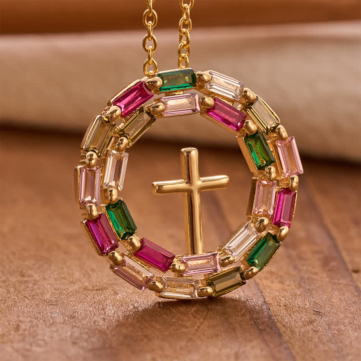 Christianartworkshop Gem Wreath Cross Copper Necklace: Emblem of Timeless Heavenly Grace - image 4