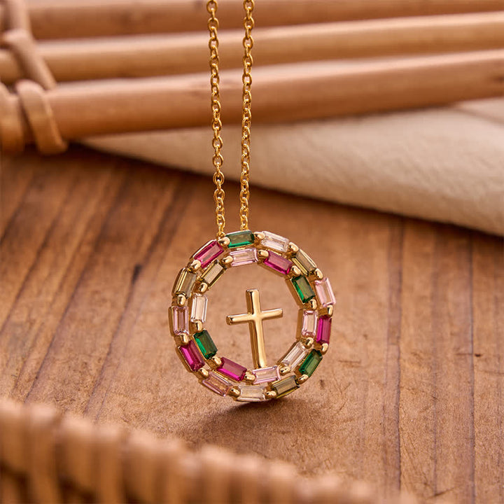 Christianartworkshop Gem Wreath Cross Copper Necklace: Emblem of Timeless Heavenly Grace - Cross - image 0