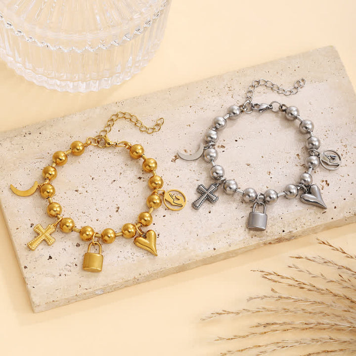 Christianartworkshop Multi-Charm Beaded Cross Bracelet: Token of Tender Heavenly Devotion - image 1