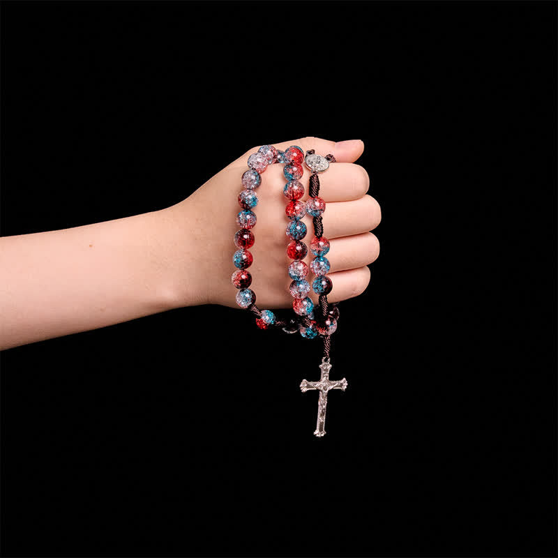 Christianartworkshop Christmas Themed Translucent Crackle Bead Rosary - image 1