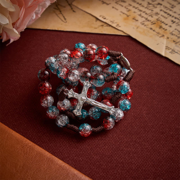 Christianartworkshop Christmas Themed Translucent Crackle Bead Rosary - image 6