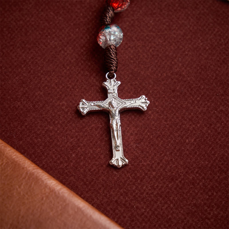 Christianartworkshop Christmas Themed Translucent Crackle Bead Rosary - image 9