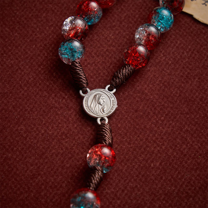 Christianartworkshop Christmas Themed Translucent Crackle Bead Rosary - image 8