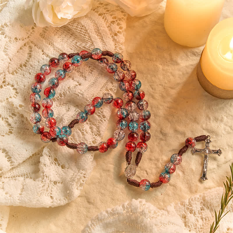 Christianartworkshop Christmas Themed Translucent Crackle Bead Rosary - image 3