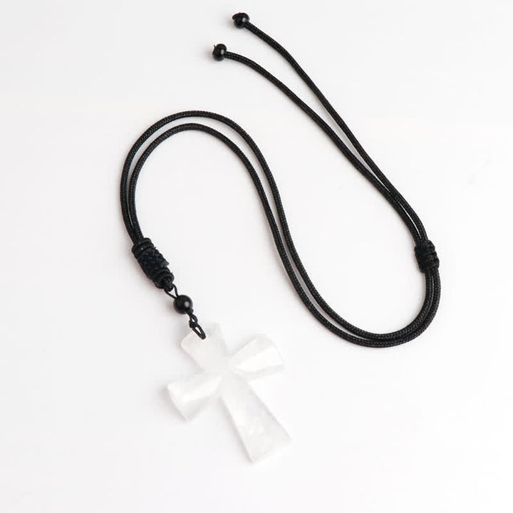 Christianartworkshop Polished Crystal Cross Knot Cord Necklace: Bearer of Gentle Heavenly Comfort - Clear Quartz - image 15