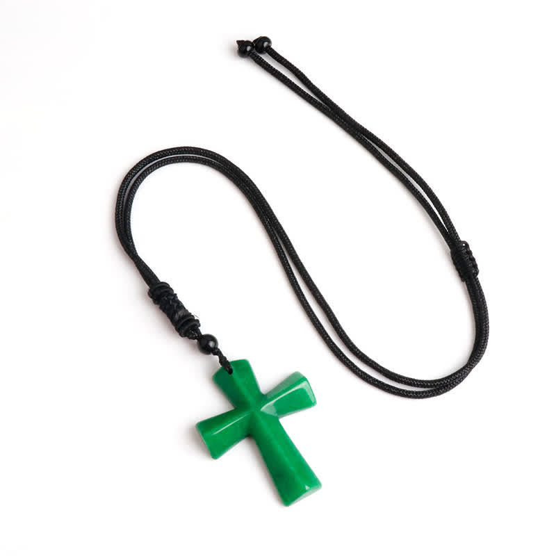 Christianartworkshop Polished Crystal Cross Knot Cord Necklace: Bearer of Gentle Heavenly Comfort - Dyed Malaysian Jade - image 21