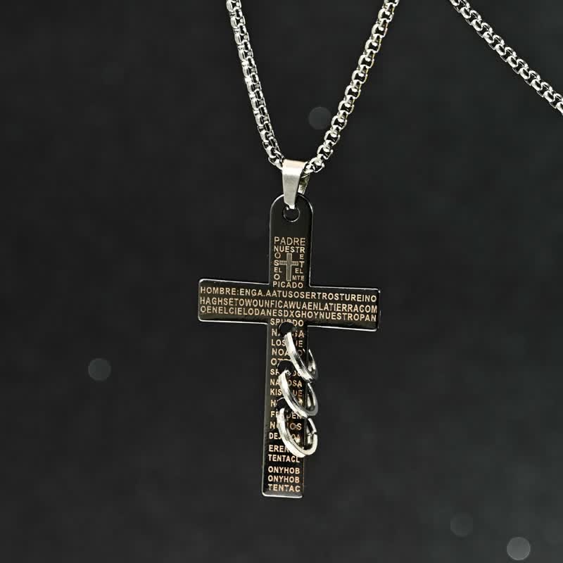 Christianartworkshop Engraved Scripture Cross Box Chain Necklace: Emblem of Heavenly Promise Grace - 23.62''/60cm - image 0