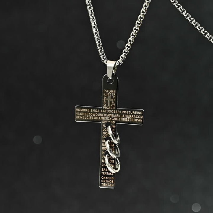 Christianartworkshop Engraved Scripture Cross Box Chain Necklace: Emblem of Heavenly Promise Grace - 23.62''/60cm - image 0