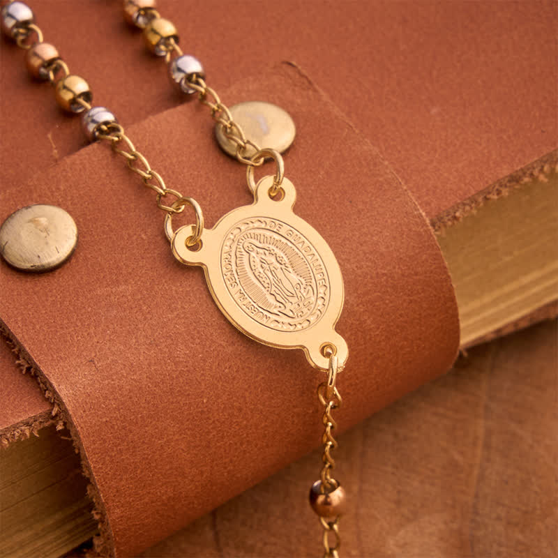 Christianartworkshop Our Lady Medal & Cross Ball Chain Rosary: Token of Gentle Divine Comfort - image 3
