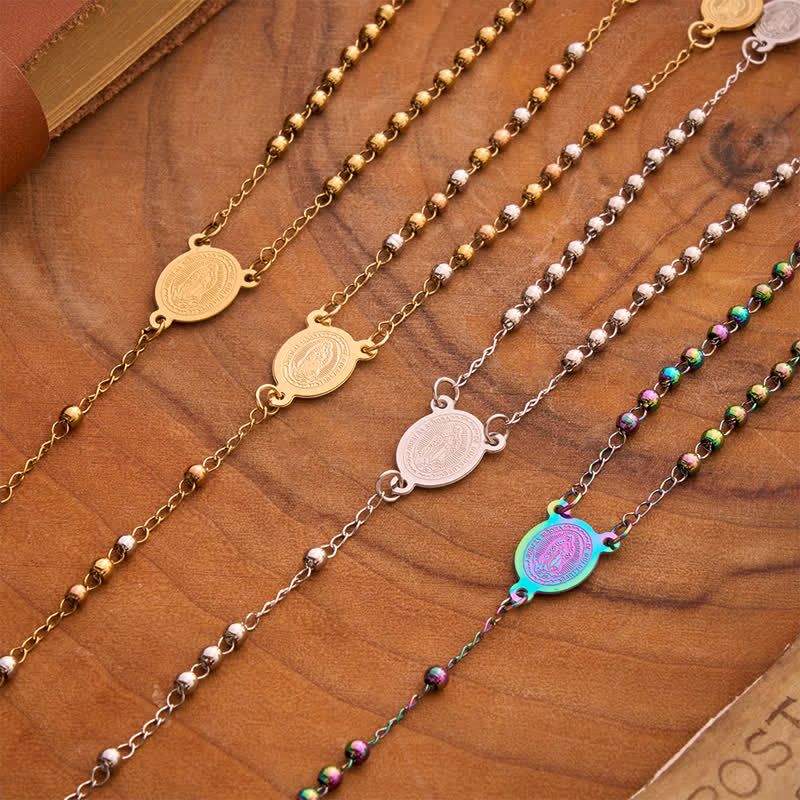 Christianartworkshop Our Lady Medal & Cross Ball Chain Rosary: Token of Gentle Divine Comfort - image 1