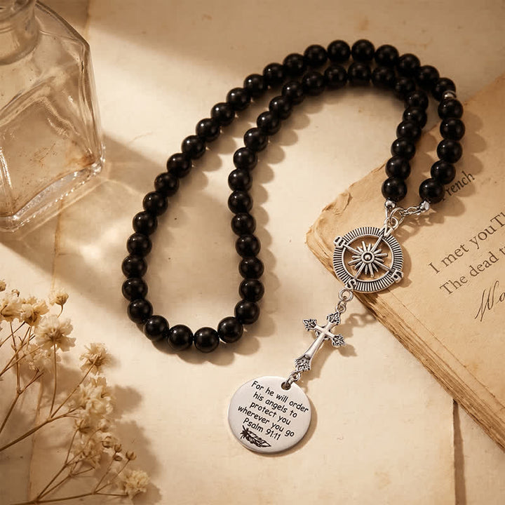 Christianartworkshop Engraved Scripture Cross Car Pendant: Token of Gentle Divine Travel Protection - image 7