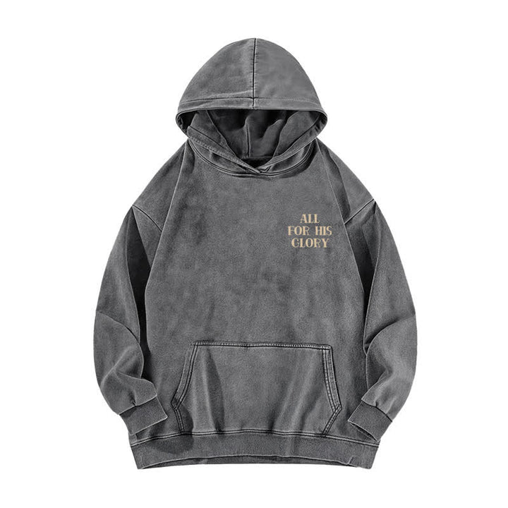 Christianartworkshop All For His Glory Verse Print Beige Washed Hoodie - image 8