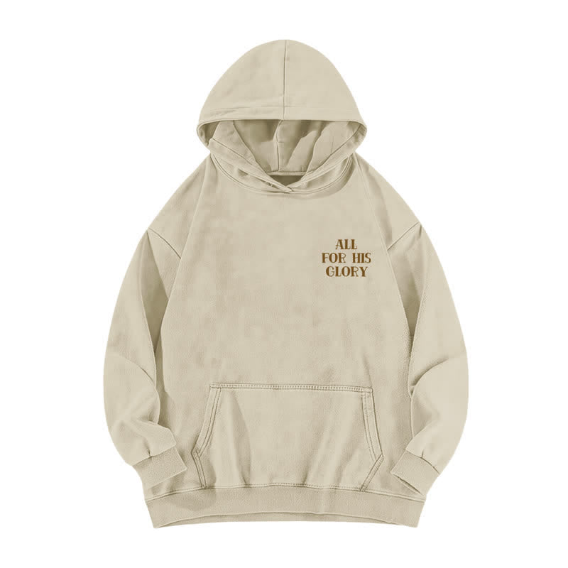 Christianartworkshop All For His Glory Verse Print Beige Washed Hoodie - image 2