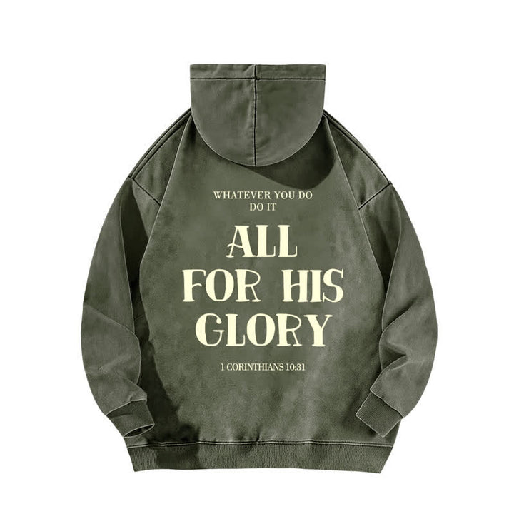Christianartworkshop All For His Glory Verse Print Beige Washed Hoodie - image 10