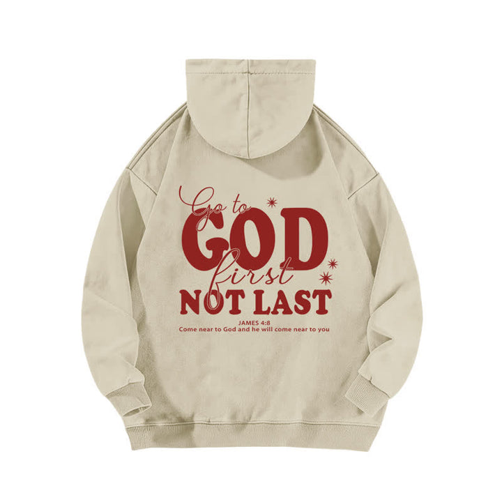 Christianartworkshop Go To God First Not Last Beige Washed Hoodie - image 1