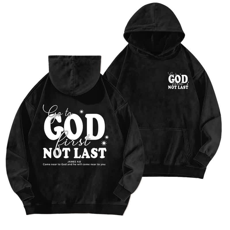 Christianartworkshop Go To God First Not Last Beige Washed Hoodie - Black - 5XL - image 6