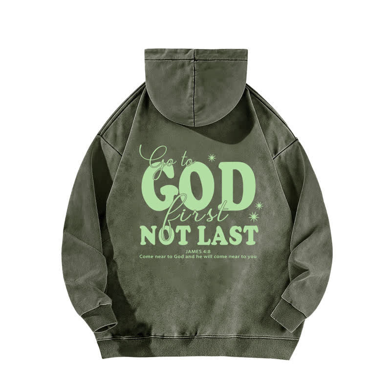 Christianartworkshop Go To God First Not Last Beige Washed Hoodie - image 13