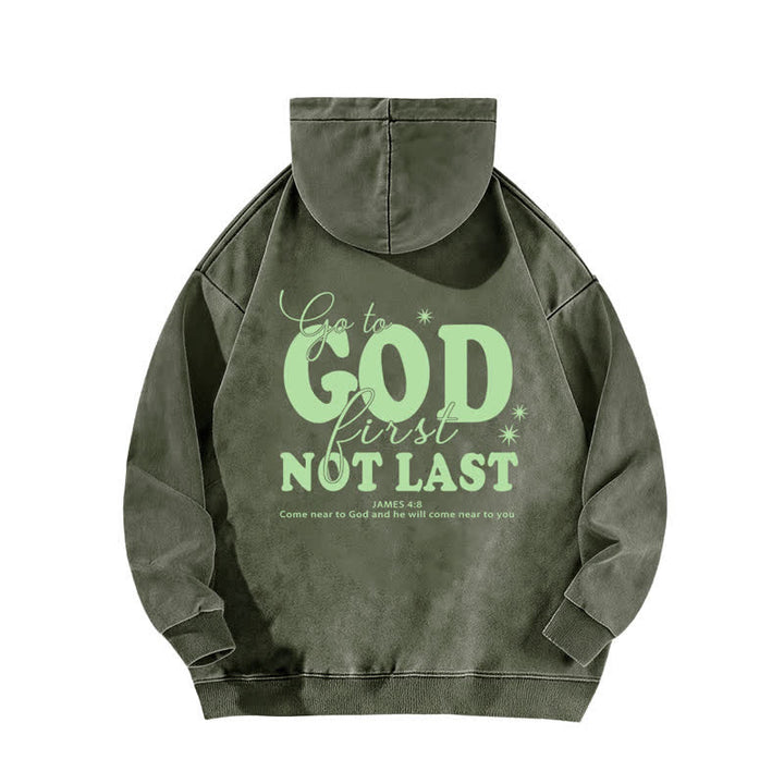 Christianartworkshop Go To God First Not Last Beige Washed Hoodie - image 13