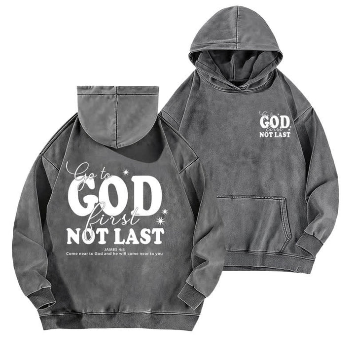 Christianartworkshop Go To God First Not Last Beige Washed Hoodie - Grey - 5XL - image 9
