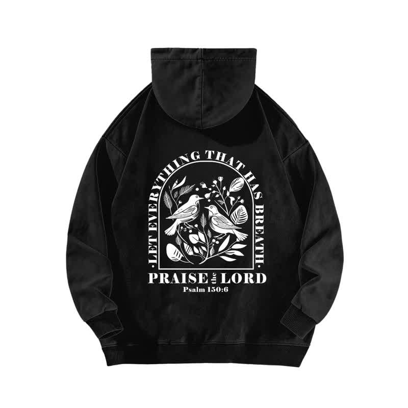 Christianartworkshop Praise The Lord Botanical Bird Beige Washed Hoodie - image 4