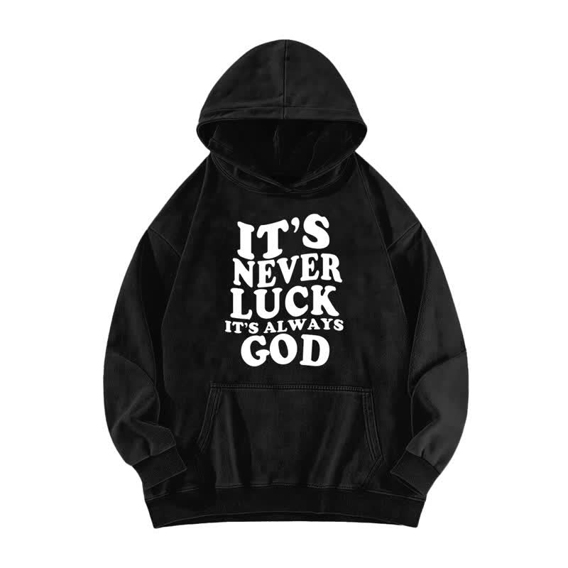 Christianartworkshop It's Never Luck It's Always God Washed Hoodie - Black - 5XL - image 1