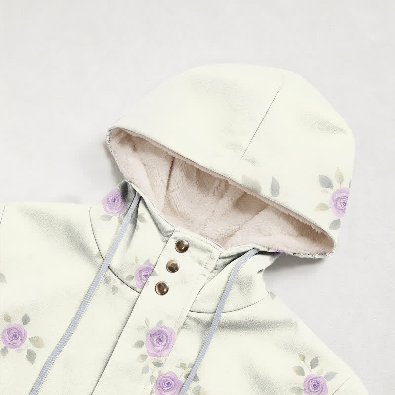 Christianartworkshop Floral Cross Hooded Cozy Women's Fleece Coat - image 2