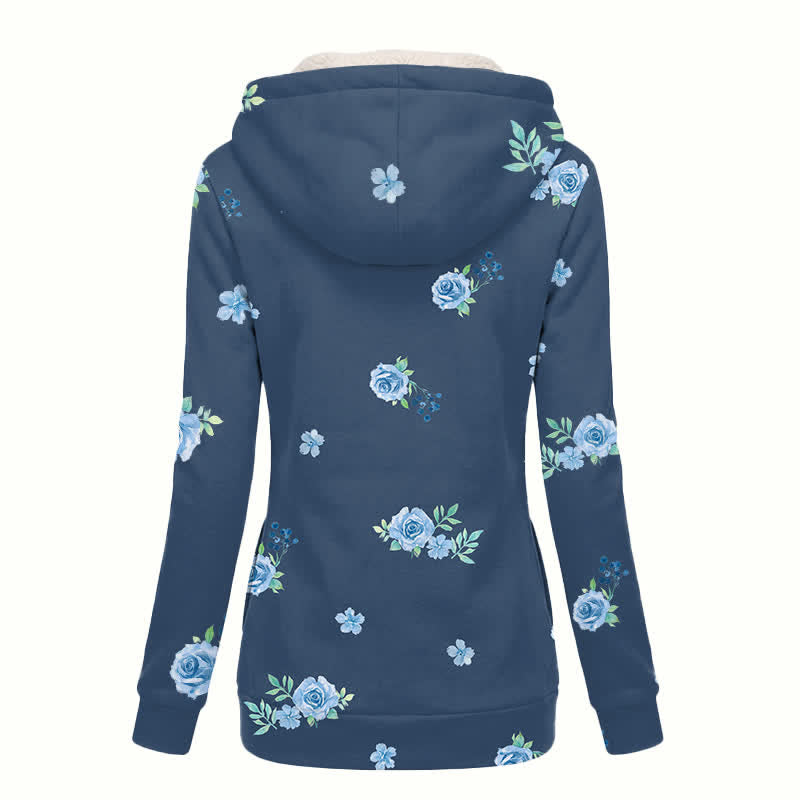 Christianartworkshop Navy Rose Cross Hooded Women's Fleece Coat - image 1