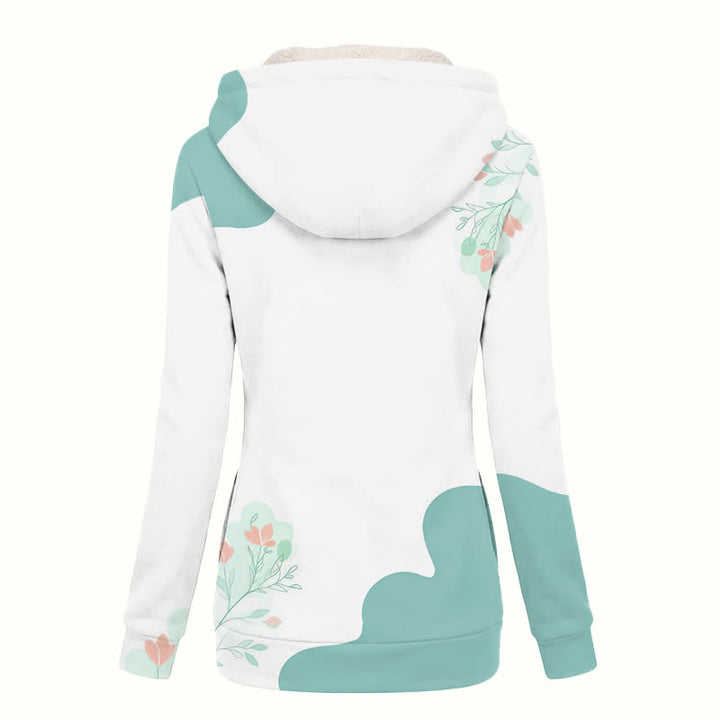 Christianartworkshop Floral Cross Hooded Sherpa Lined Women's Fleece Coat - image 1