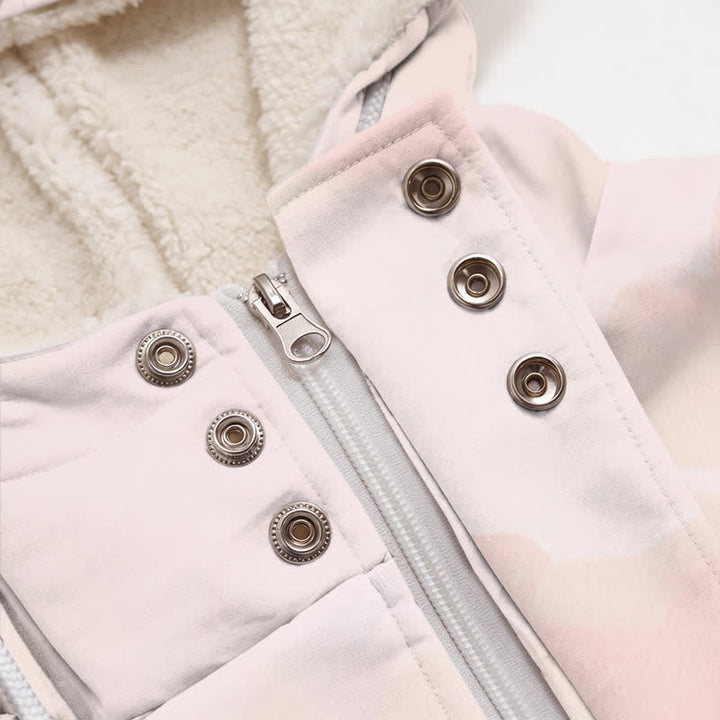 Christianartworkshop Blush Floral Hooded Sherpa Lined Women's Fleece Coat - image 3