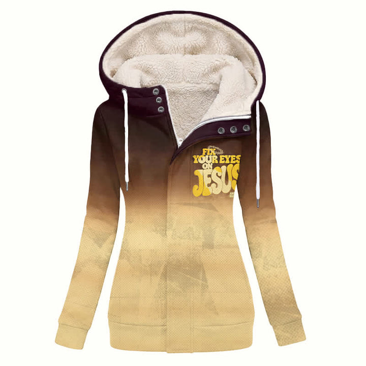 Christianartworkshop Ombre Sherpa Lined Hooded Women's Fleece Coat - US16,UK/AU20,EU48(4XL) - image 0