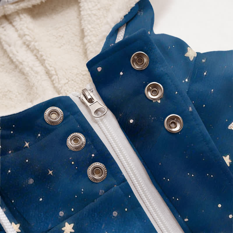 Christianartworkshop Starry Cross Hooded Fleece Women's Coat - image 3
