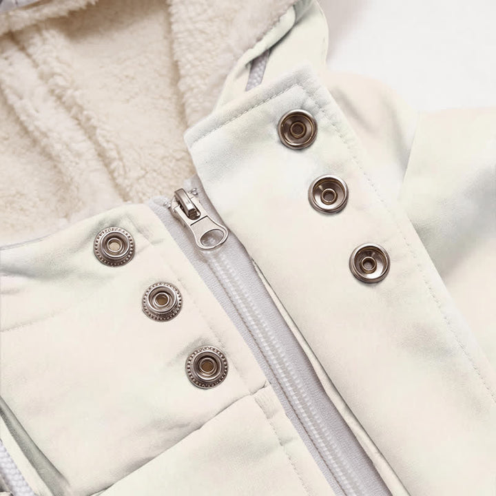 Christianartworkshop Beige Mountain Sunset Sherpa Hooded Women's Fleece Coat - image 3