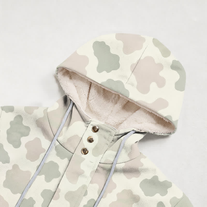 Christianartworkshop Neutral Camo Cross Charm Hooded Women's Fleece Coat - image 2