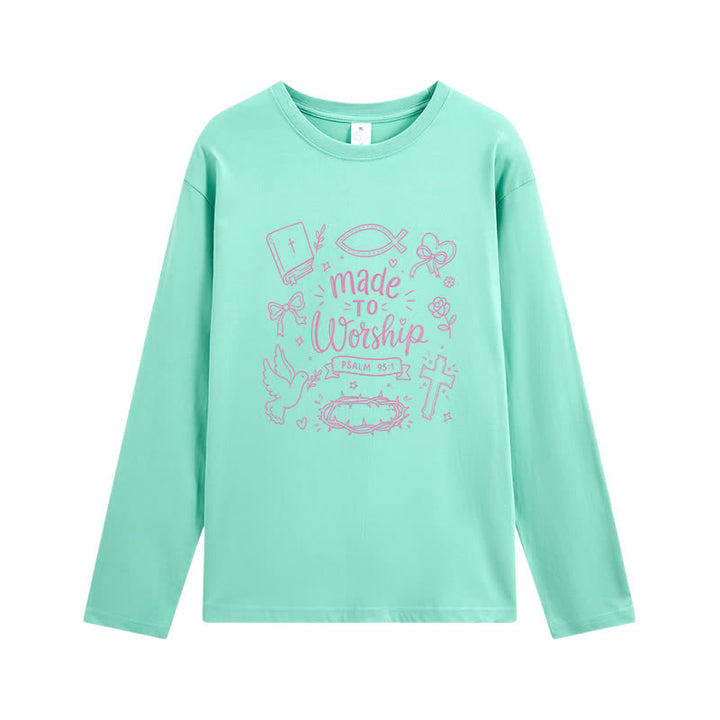 Christianartworkshop Made To Worship Psalm 95:1 Graphic Long-Sleeve T-Shirt - Light Green - 4XL - image 4