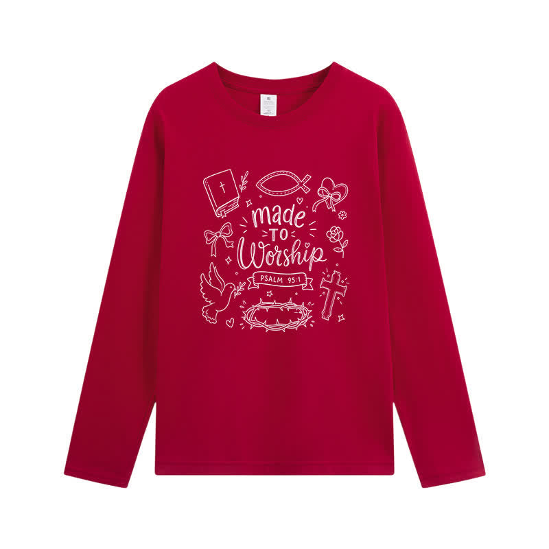 Christianartworkshop Made To Worship Psalm 95:1 Graphic Long-Sleeve T-Shirt - Wine - 4XL - image 10