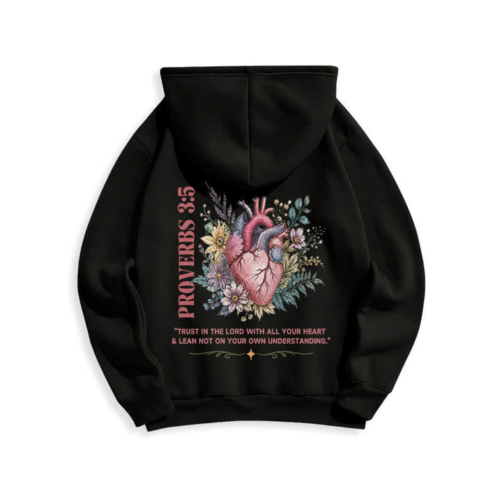 Christianartworkshop Proverbs 3:5 Floral Heart Streetwear Fleece Lined Hoodie - image 4