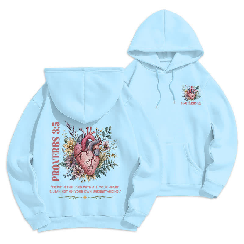 Christianartworkshop Proverbs 3:5 Floral Heart Streetwear Fleece Lined Hoodie - Blue - 2XL - image 15