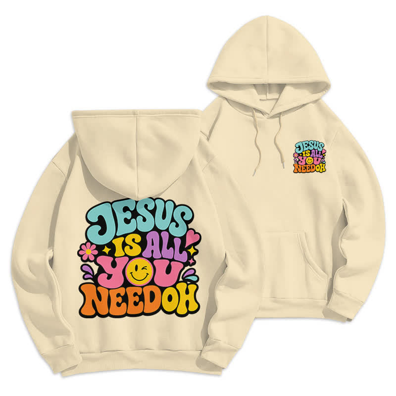 Christianartworkshop Jesus Is All You Need Graffiti Fleece Lined Hoodie - Beige - 2XL - image 18