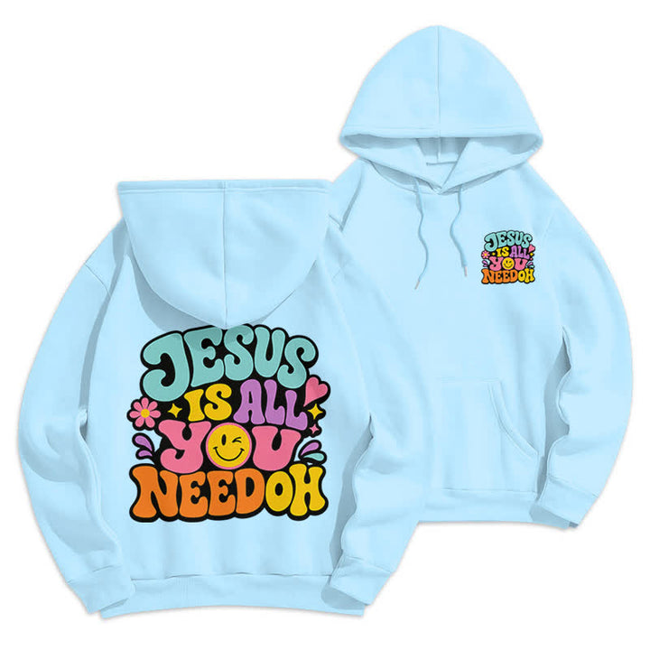 Christianartworkshop Jesus Is All You Need Graffiti Fleece Lined Hoodie - Blue - 2XL - image 3