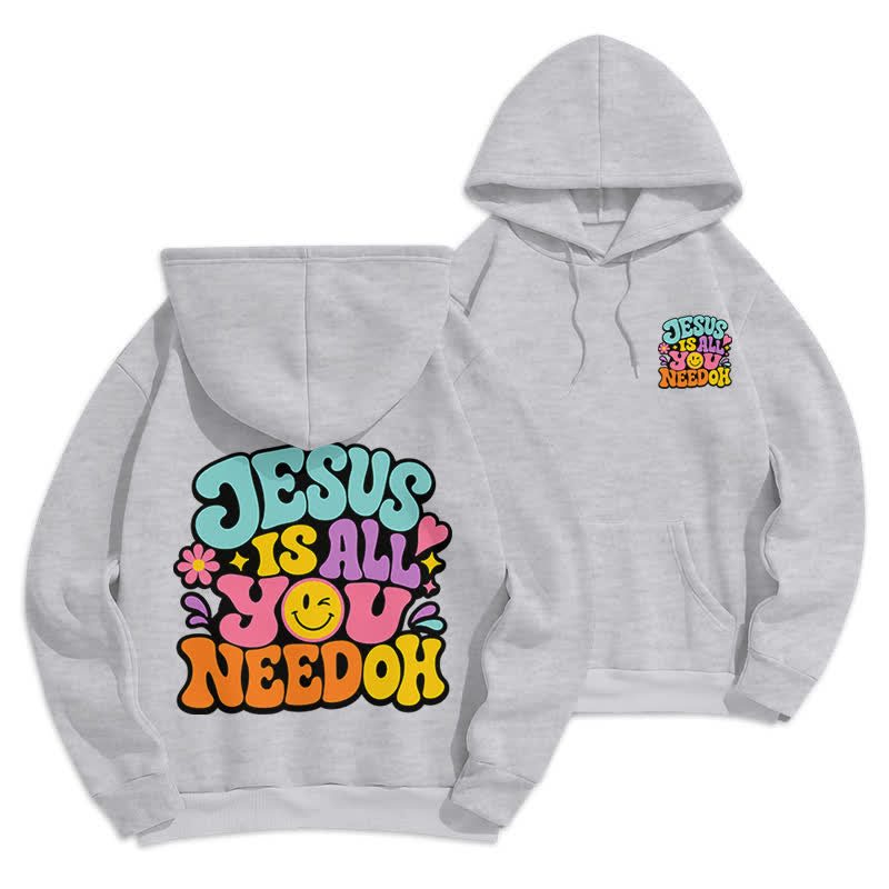 Christianartworkshop Jesus Is All You Need Graffiti Fleece Lined Hoodie - Grey - 2XL - image 12