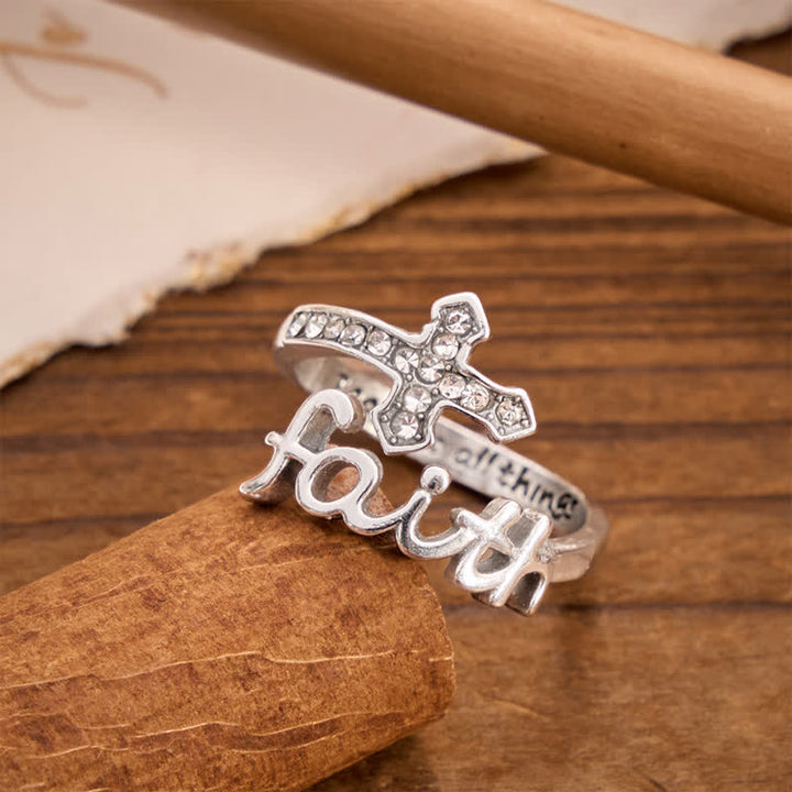 Christianartworkshop I Can Do All Things Engraved Faith Cross Ring: Token of Gentle Divine Strength - Cross(Suitable for US Sizes 6-9) - image 0