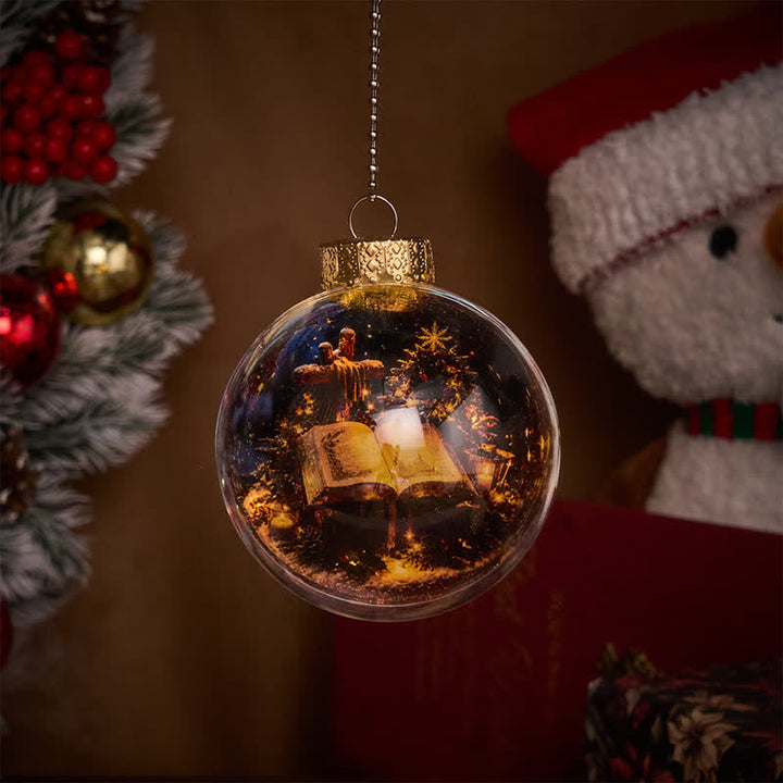 Christianartworkshop Multi-Style Sacred Print Christmas Bauble: Token of Holy Blessing & Quiet Devotion - With LED Light - Bible - image 0