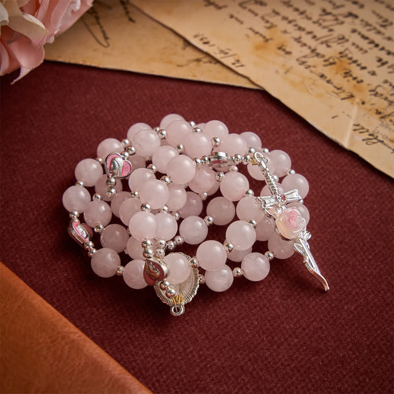 Christianartworkshop Blush Rose Quartz Rosary With Our Lady Medallion & Rose Cross: Token of Tender Divine Love - image 5
