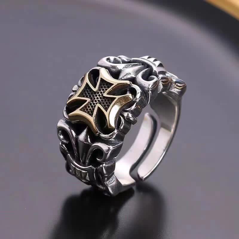 Christianartworkshop Ornate Engraved Cross Adjustable Ring: Sign of Enduring Divine Protection - image 3