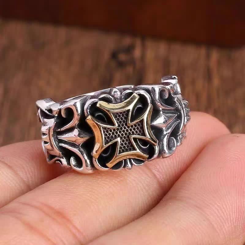 Christianartworkshop Ornate Engraved Cross Adjustable Ring: Sign of Enduring Divine Protection - image 2
