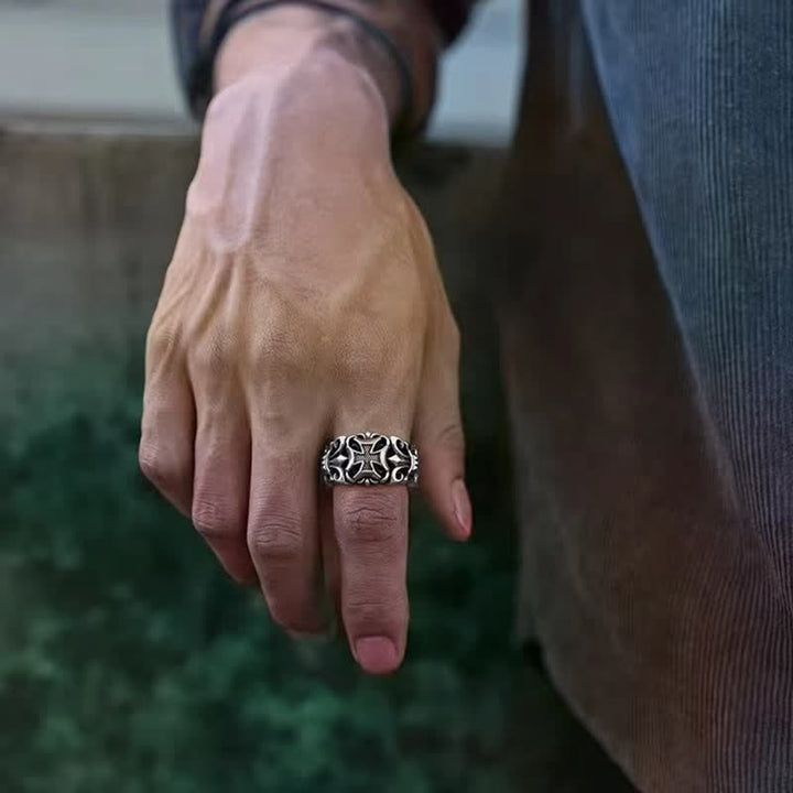 Christianartworkshop Ornate Engraved Cross Adjustable Ring: Sign of Enduring Divine Protection - image 5