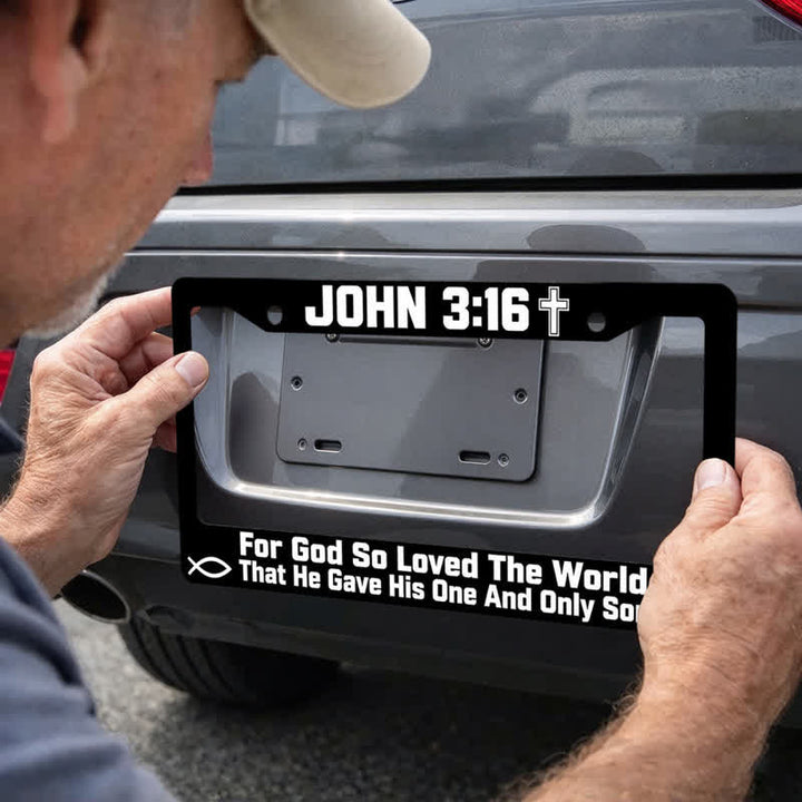 Christianartworkshop Cross & Ichthys Scripture Metal Car Frame: Carry Divine Love On Every Journey - image 5